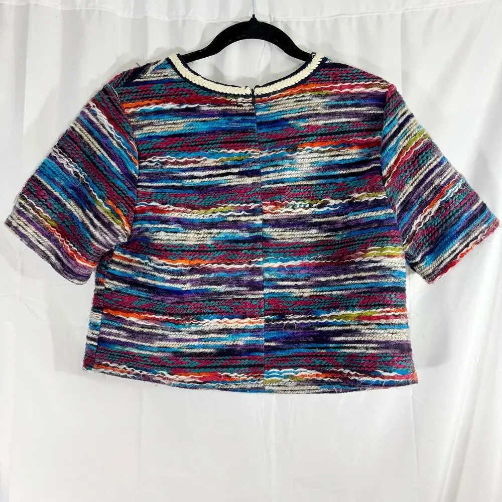 Chelsea & Violet Multicolor Yarn Cropped Top Women’s Medium Back Zipper - Picture 3 of 6